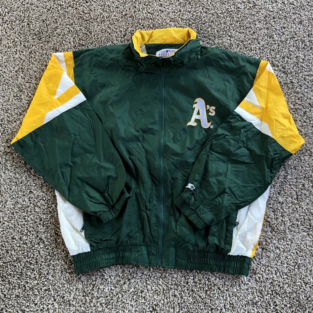 Vintage Starter Oakland Athletics A's Windbreaker Jacket Mens XL Stowable Hood